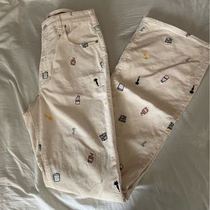 PILCRO The Icon Flare Embroidered Corduroy Pants